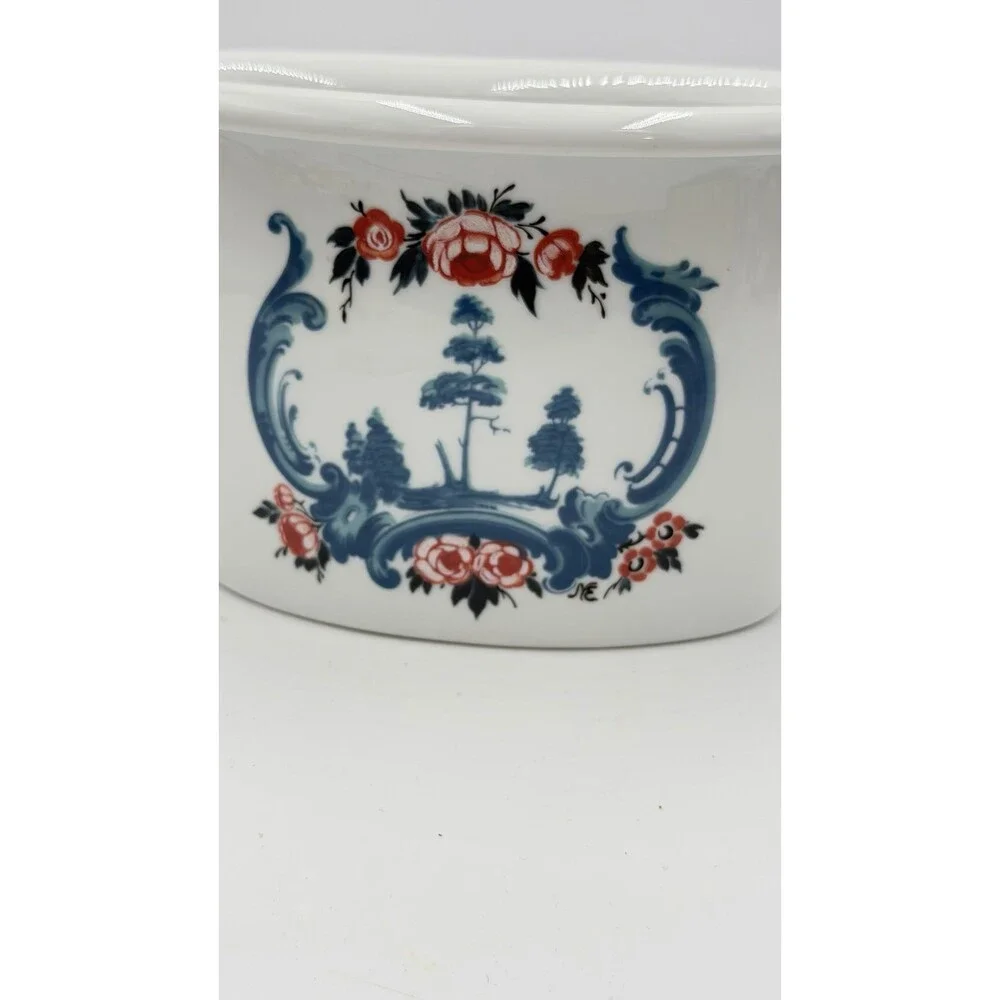 Rare Vintage Porsgrund Norway Porcelain Hand Painted Oval Floral Basin Bowl